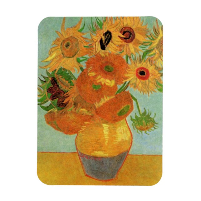 Vas med tolv solblommor av Vincent van Gogh Magnet (Vertikal)