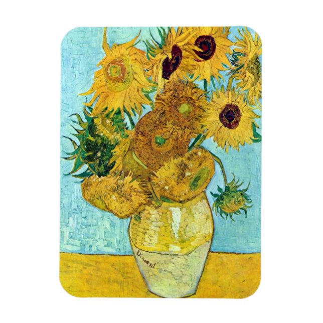 Vas med tolv solblommor av Vincent Van Gogh Magnet (Vertikal)