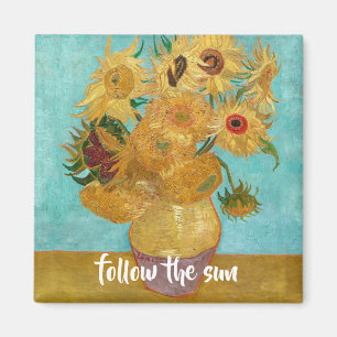 Vas med tolv solblommor av Vincent Van Gogh Magnet