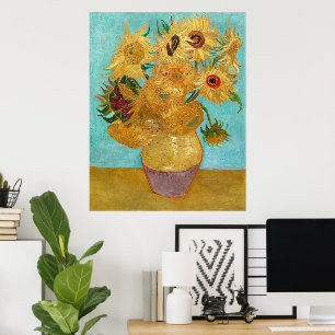 Vas med tolv solblommor av Vincent Van Gogh Poster