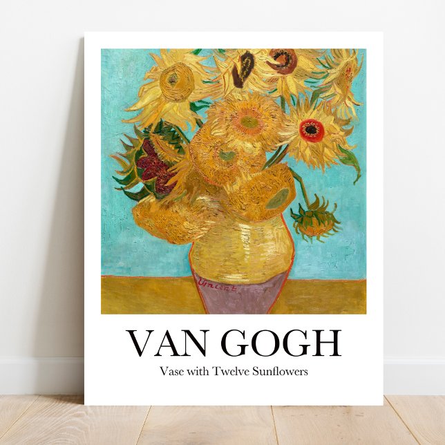 Vas med tolv solblommor av Vincent van Gogh Poster (Van Gogh Sunflowers Poster: Brighten your space with Van Gogh's iconic sunflowers in a stunning vase)