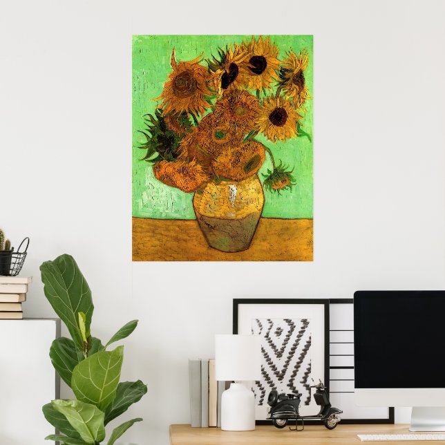 Vas med tolv solblommor av Vincent van Gogh Poster (Hemmakontoret)