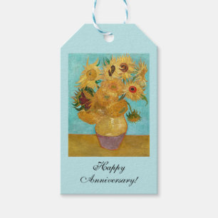 Vas med tolv solblommor av Vincent Van Gogh Presentetikett