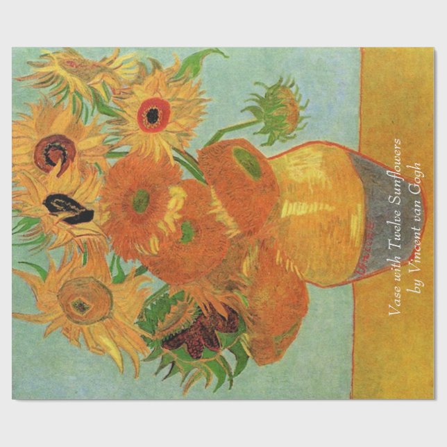 Vas med tolv solblommor av Vincent van Gogh. Presentpapper (Platt)