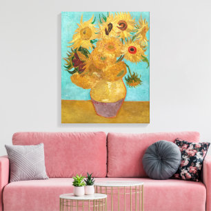 Vas med tolv solblommor Van Gogh Canvastryck