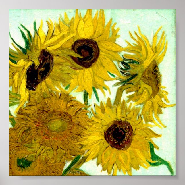 Vas med tolv solblommor, Van Gogh Fine Art Poster (Framsidan)