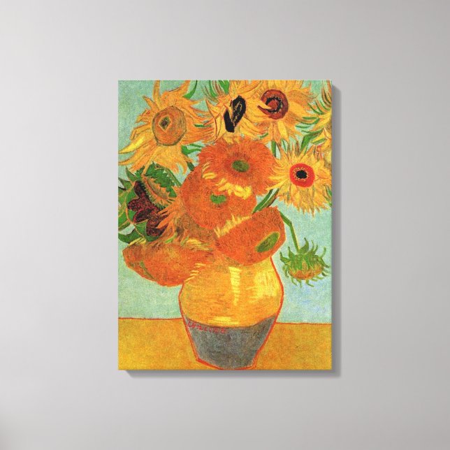 Vas med tolv solblommor Vincent van Gogh. Canvastryck (Framsida)
