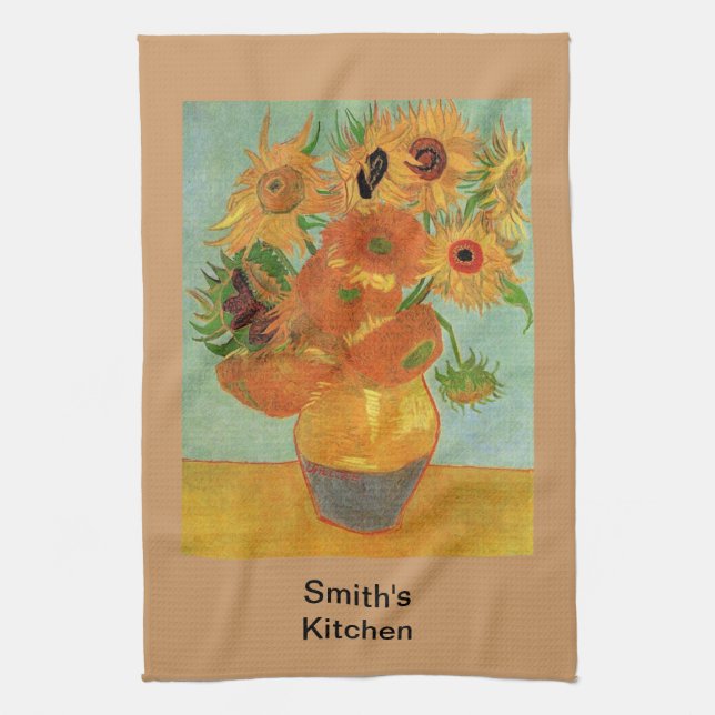 Vas med tolv solblommor, Vincent van Gogh Kökshandduk (Vertikal)