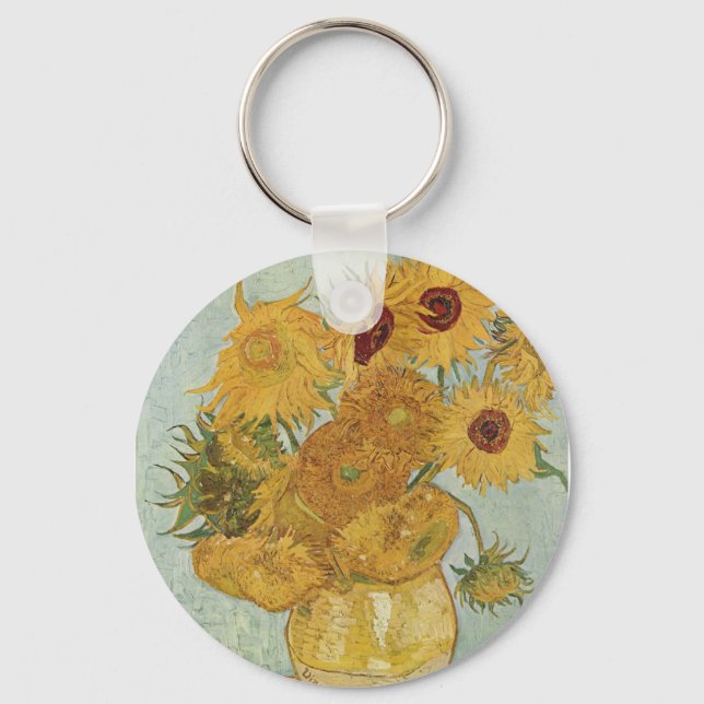 Vas med tolv solblommor Vincent Van Gogh Nyckelring (Framsida)