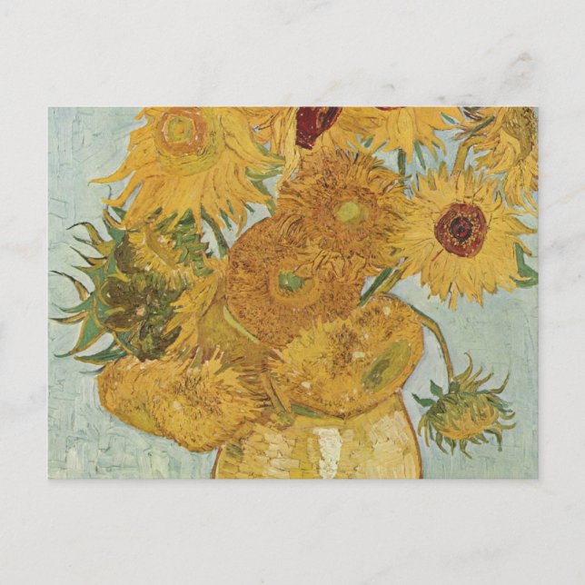 Vas med tolv solblommor - Vincent Van Gogh Vykort (Framsida)