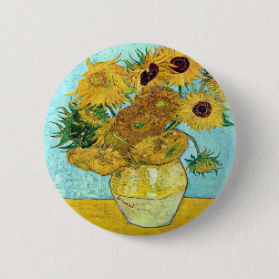 Vas med tolv solrosor av Vincent Van Gogh Knapp