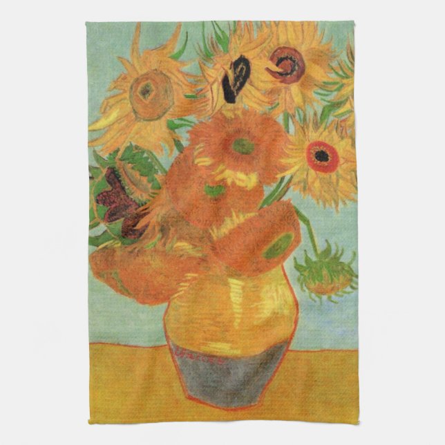 Vas med tolv solrosor av Vincent van Gogh Kökshandduk (Vertikal)