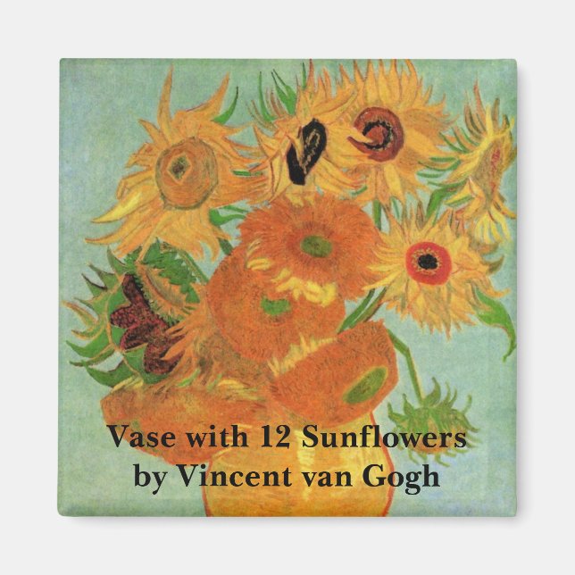 Vas med tolv solrosor av Vincent van Gogh Magnet (Framsidan)