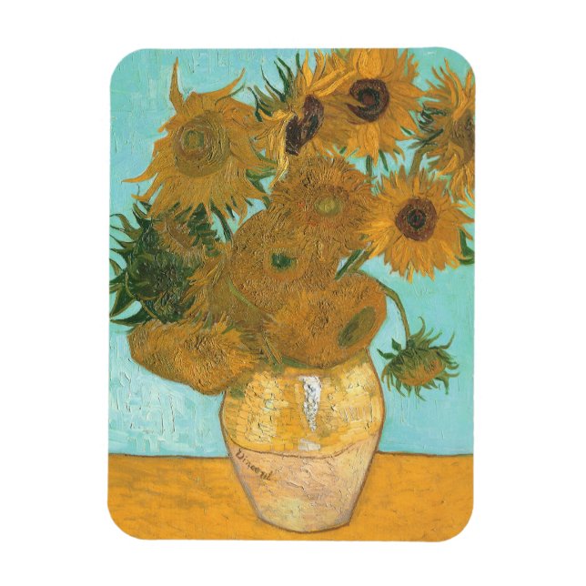 Vas med tolv solrosor av Vincent van Gogh Magnet (Vertikal)