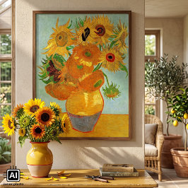 Vas med tolv solrosor av Vincent van Gogh Poster