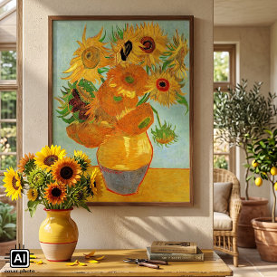 Vas med tolv solrosor av Vincent van Gogh Poster