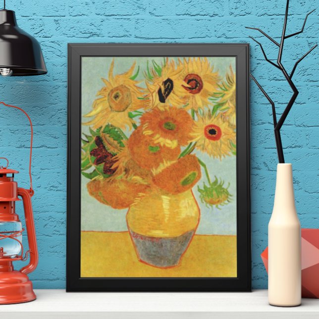 Vas med tolv solrosor av Vincent van Gogh Poster (Still Life: Vase with Twelve Sunflowers by Vincent van Gogh is a vintage post impressionism painting)