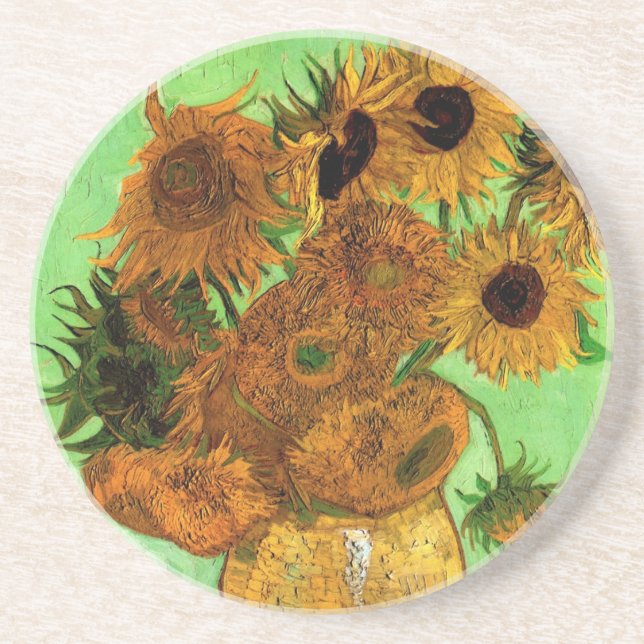 Vas med tolv solrosor av Vincent van Gogh Underlägg Sandsten (Framsidan)
