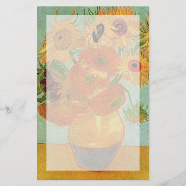 Vas med tolv solrosor, Vincent van Gogh. Brevpapper (Framsida)