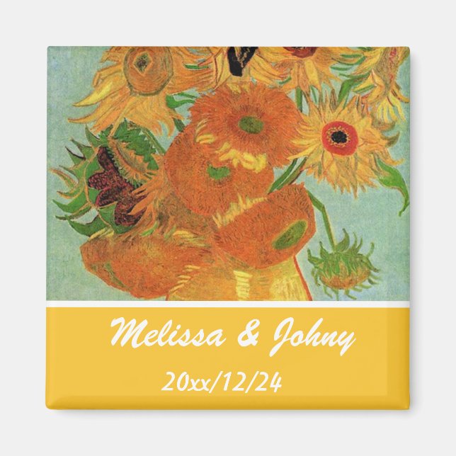 Vas med tolv solrosor, Vincent van Gogh Magnet (Framsidan)