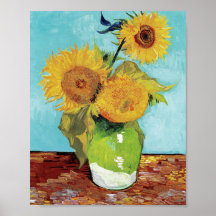 Vas med tre solblommor av Vincent Van Gogh