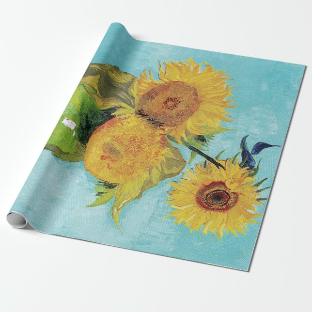 Vas med tre solblommor av Vincent Van Gogh Presentpapper (Utrullad)