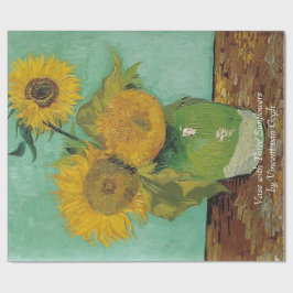 Vas med tre solblommor av Vincent van Gogh. Presentpapper