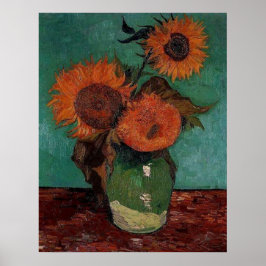 vas med tre solblommor, van Gogh Poster