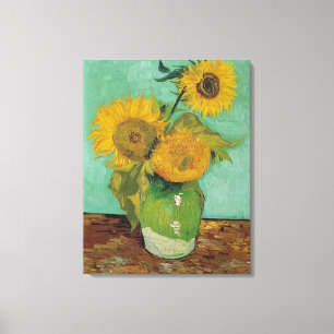 Vas med tre solblommor, Vincent van Gogh Canvastryck