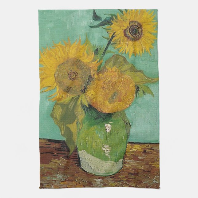 Vas med tre solblommor, Vincent van Gogh Kökshandduk (Vertikal)