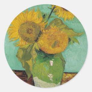 Vas med tre solblommor, Vincent van Gogh Runt Klistermärke