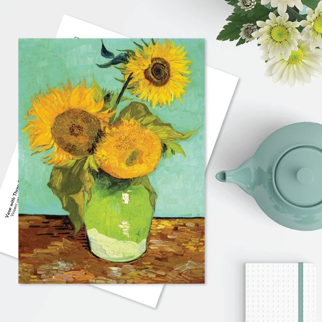 Vas med tre solblommor Vincent van Gogh Vykort (Skapare uppladdad)