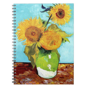 Vas med tre solrosor (1888) Van Gogh spiral Anteckningsbok