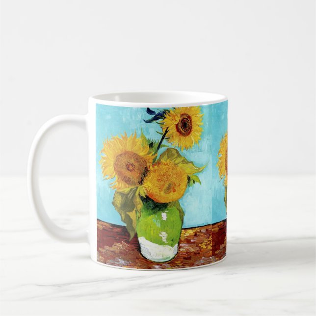 Vas med tre solrosor (1888) Vincent Van Gogh Kaffemugg (Vänster)