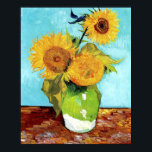 Vas med tre solrosor (1888) Vincent Van Gogh Poster<br><div class="desc">Vas med tre solrosor (1888), en välkänd Post-Impressionistisk blomma som målas av Vincent van Gogh, framställs i denna konstskrift poster med sin känsliga gula gult solblommor mot blå bakgrund. Van Gogh skapat fyra solrosor som fortfarande lever i augusti 1888 i Arles Gult House. De 14 blommorna i blå botten och...</div>