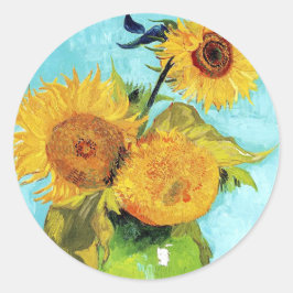 Vas med tre solrosor (1888) Vincent Van Gogh Runt Klistermärke
