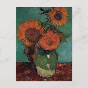 vas med tre solrosor, van Gogh Vykort