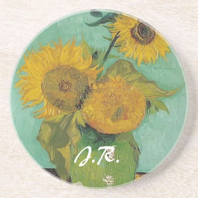 Vas med tre solrosor, Vincent van Gogh Underlägg Sandsten (Framsidan)