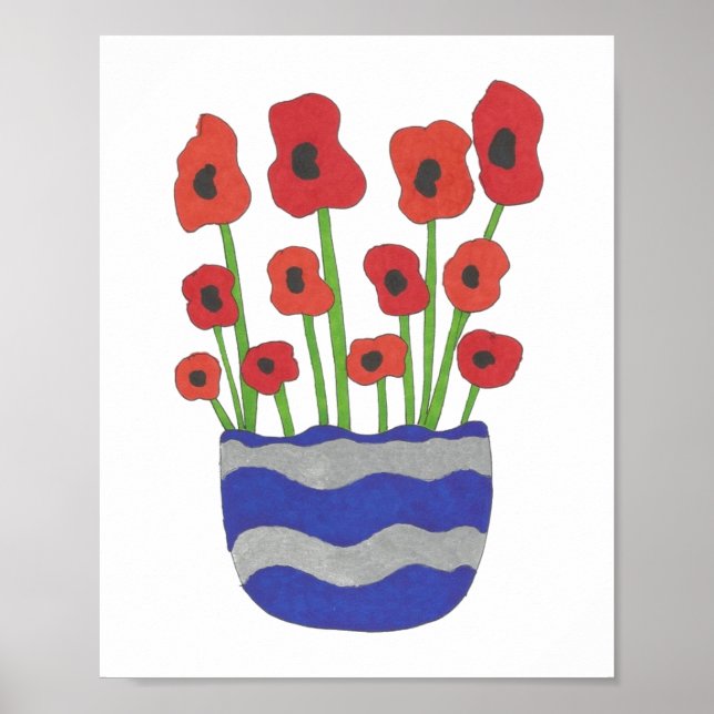 Vas med vallmor samtida konst poster (Framsidan)