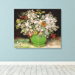 Vas med Zinnia-blommor av Vincent van Gogh Canvastryck