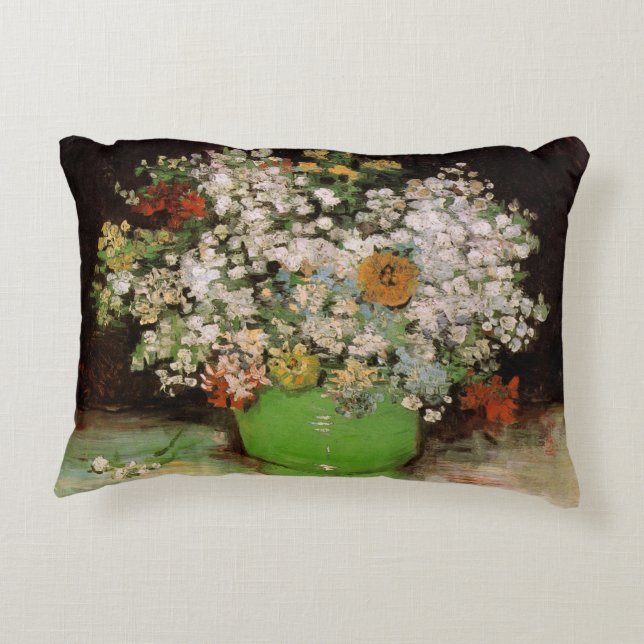 Vas med Zinnia-blommor av Vincent van Gogh Prydnadskudde (Baksidan)
