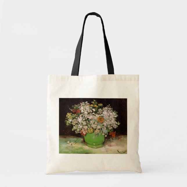 Vas med Zinnia-blommor av Vincent van Gogh Tygkasse (Framsidan)