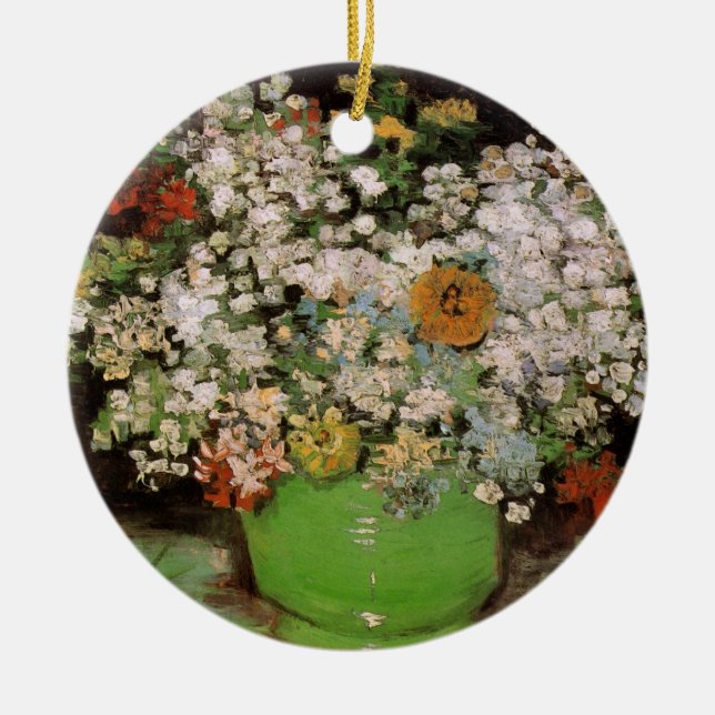Vas med Zinnia Flowers av Vincent van Gogh Julgransprydnad Keramik (Framsidan)
