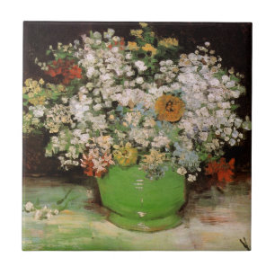 Vas med Zinnia Flowers av Vincent van Gogh Kakelplatta