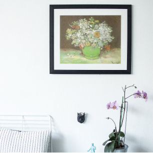 Vas med Zinnias och blommor av Vincent van Gogh Poster