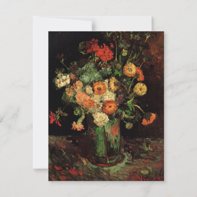 Vas med Zinnias och Geraniums, Vincent van Gogh (Framsida)