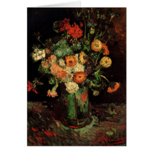 Vas med Zinnias och Geraniums, Vincent van Gogh Hälsningskort