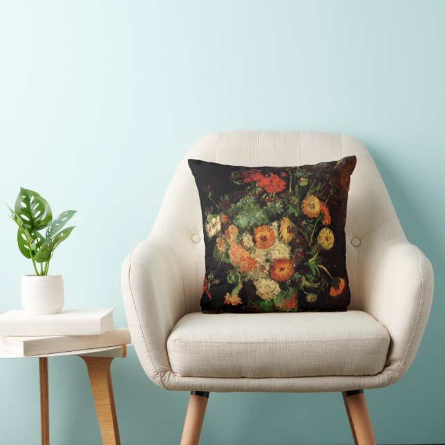 Vas med Zinnias och Geraniums, Vincent van Gogh Kudde (Stol)