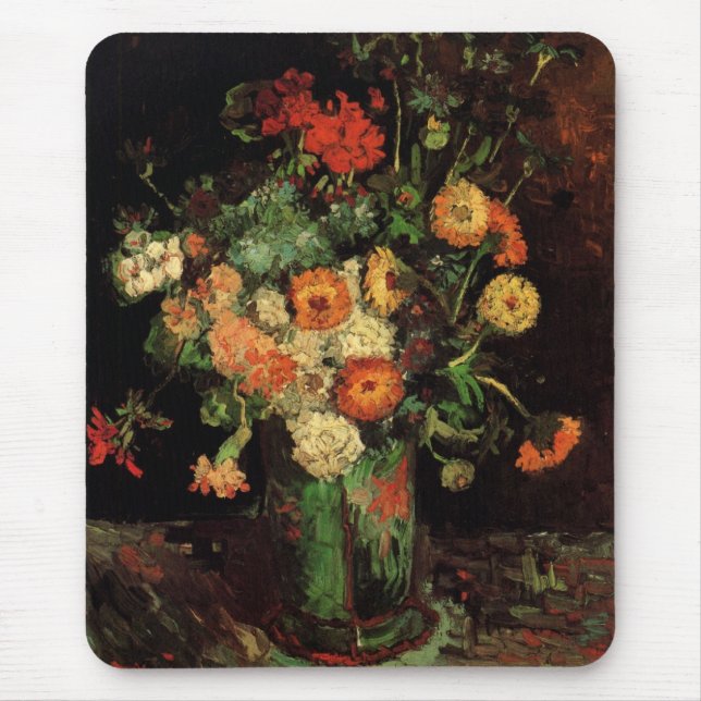 Vas med Zinnias och Geraniums, Vincent van Gogh Musmatta (Framsidan)