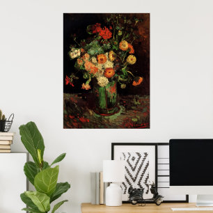 Vas med Zinnias och Geraniums, Vincent van Gogh Poster